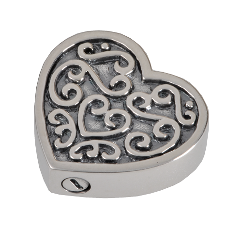 Ornate Heart Cremation Jewelry-Jewelry-New Memorials-Sterling Silver-Free Black Satin Cord-Afterlife Essentials