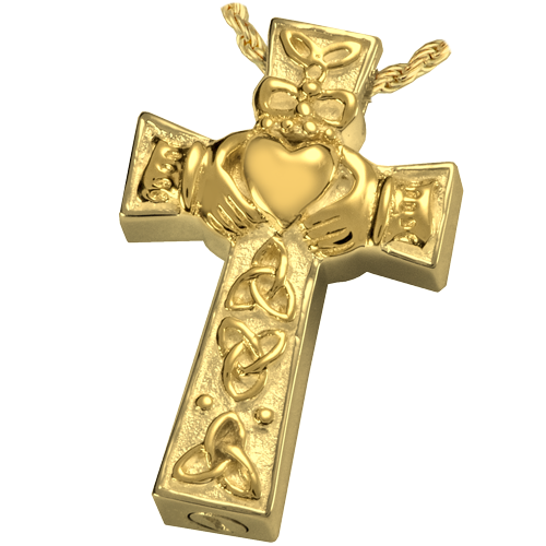 Claddagh Celtic Cross Cremation Jewelry-Jewelry-New Memorials-14K Gold Plating (14K over Sterling Silver)-Afterlife Essentials