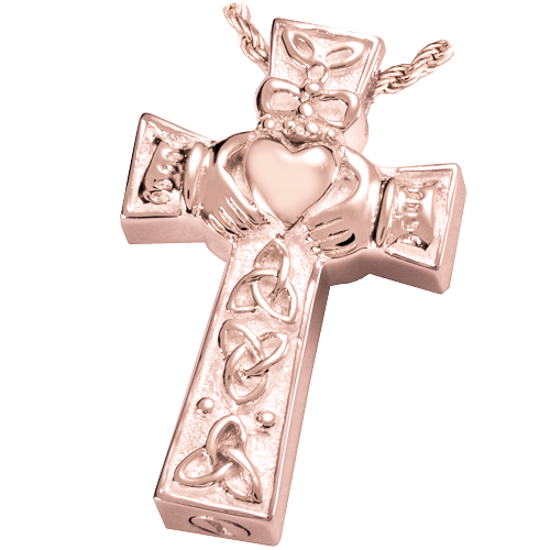 Claddagh Celtic Cross Cremation Jewelry-Jewelry-New Memorials-14K Solid Rose Gold (Allow 4-5 weeks)-Afterlife Essentials
