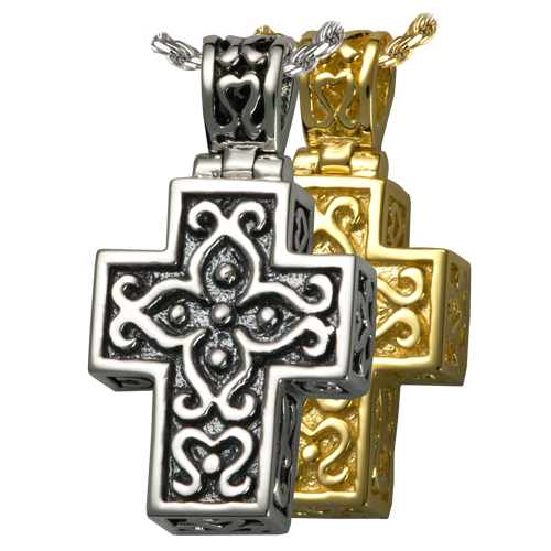 Filigree Cross Cremation Jewelry-Jewelry-New Memorials-Afterlife Essentials