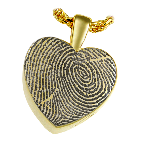 Classic Petite Heart Fingerprint Pendant Cremation Jewelry-Jewelry-New Memorials-14K Solid Yellow Gold (allow 4-5 weeks)-Afterlife Essentials
