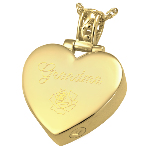 Filigree Bail Heart Pendant Cremation Jewelry-Jewelry-New Memorials-Afterlife Essentials