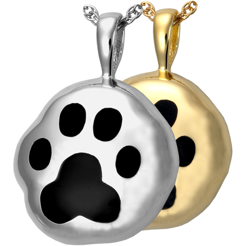 Hammered Paw Print Urn Pendant Pet Cremation Jewelry-Jewelry-New Memorials-Afterlife Essentials