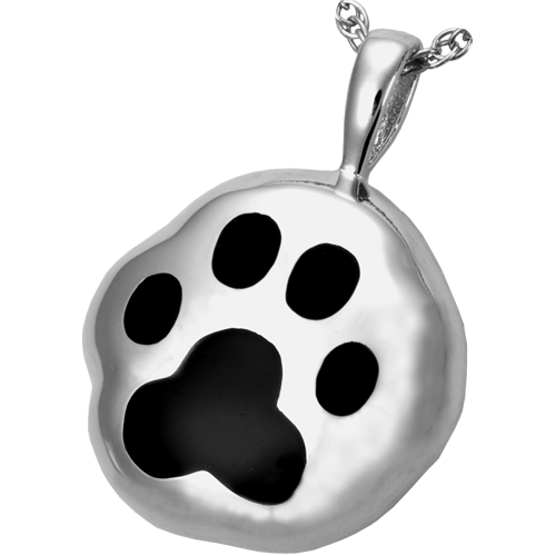 Hammered Paw Print Urn Pendant Pet Cremation Jewelry-Jewelry-New Memorials-Afterlife Essentials