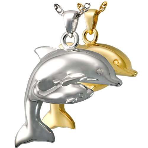 Dolphin And Baby Cremation Jewelry-Jewelry-New Memorials-Afterlife Essentials