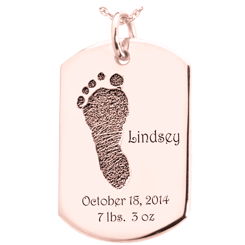 Baby Footprint on Dog Tag Flat Charm Memorial Jewelry-Jewelry-New Memorials-Afterlife Essentials