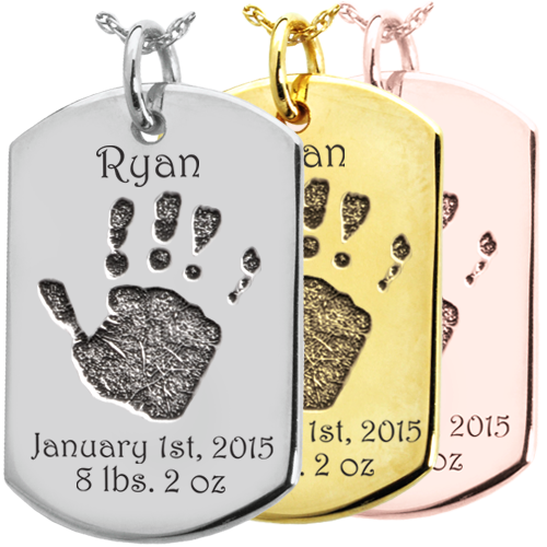 Baby Handprint on Dog Tag Flat Charm Memorial Jewelry-Jewelry-New Memorials-Afterlife Essentials
