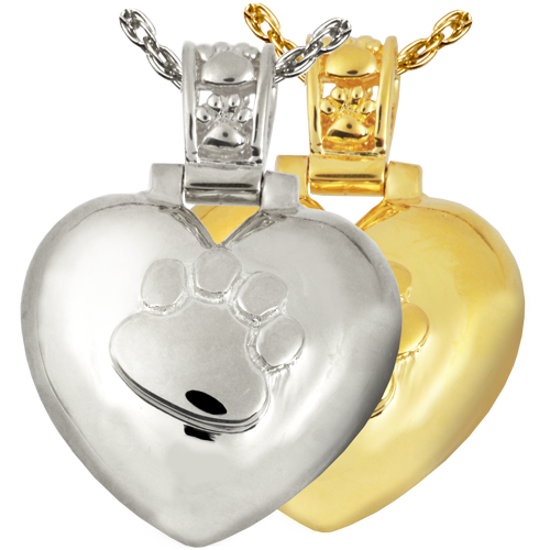 Paw Print Heart With Paw Print Bail Pet Cremation Jewelry-Jewelry-New Memorials-Afterlife Essentials