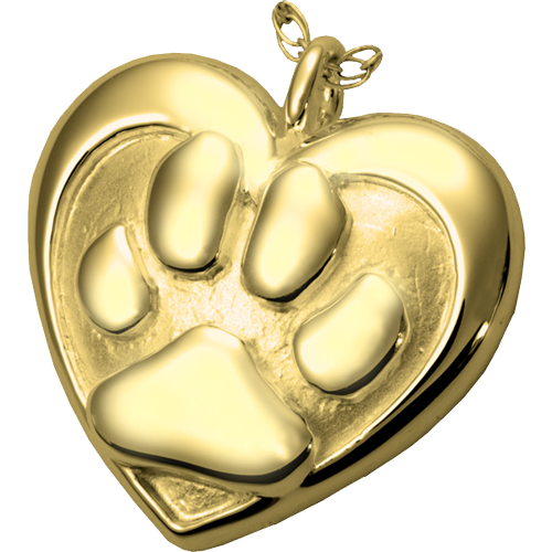 Double Heart Paw Print Gold Pet Cremation Jewelry-Jewelry-New Memorials-Free Black Satin Cord-Afterlife Essentials
