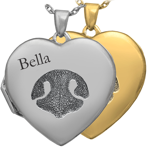 Heart Double Photo Locket Noseprint Pet Print Pendant Memorial Jewelry-Jewelry-New Memorials-Afterlife Essentials
