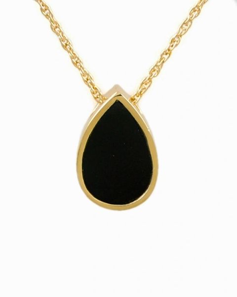 Gold Plated Onyx Tear Drop Cremation Jewelry-Jewelry-Cremation Keepsakes-Afterlife Essentials