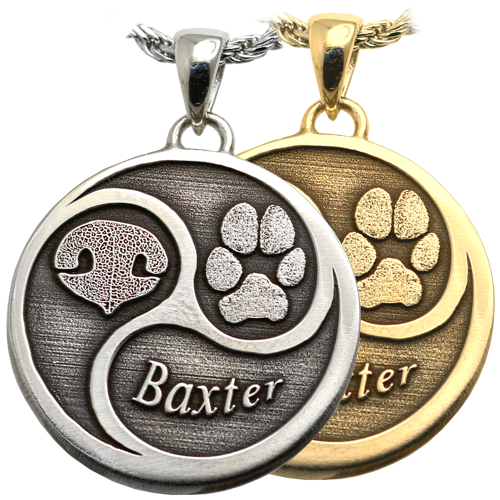 Round Nose Paw Name Tri-Design Cremation Jewelry-Jewelry-New Memorials-Afterlife Essentials