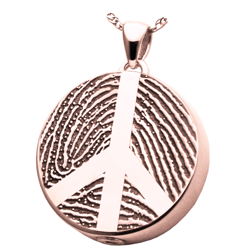 B&B Round Fingerprint Peace Sign Cremation Jewelry-Jewelry-New Memorials-Afterlife Essentials