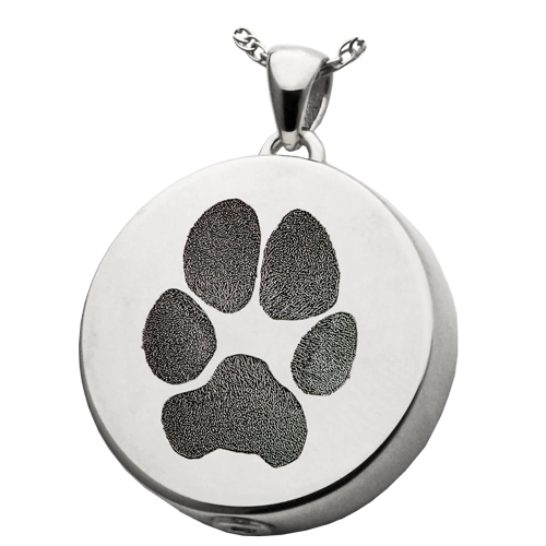 B&B Round Actual Pawprint Cremation Jewelry-Jewelry-New Memorials-Afterlife Essentials