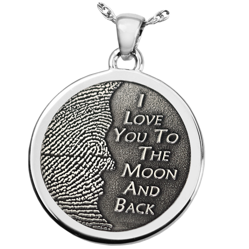 3D Fingerprint Moon Round Pendant Cremation Jewelry-Jewelry-New Memorials-Afterlife Essentials