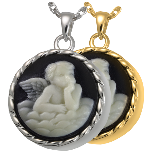 Angel In Heaven Cameo Black Cremation Jewelry-Jewelry-New Memorials-Afterlife Essentials