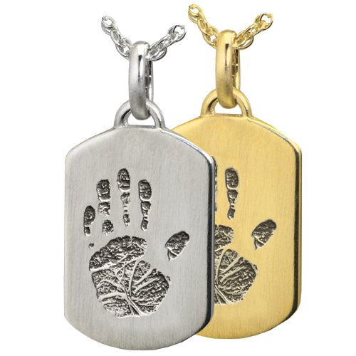 Petite Dog Tag Handprint Cremation Jewelry-Jewelry-New Memorials-Afterlife Essentials