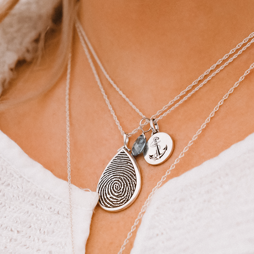 Teardrop Fingerprint Full Coverage or Rim Pendant Cremation