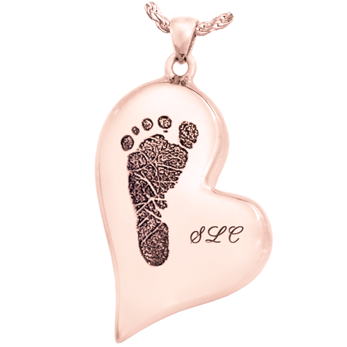 B&B Teardrop Heart Footprint with Name Jewelry-Jewelry-New Memorials-Afterlife Essentials