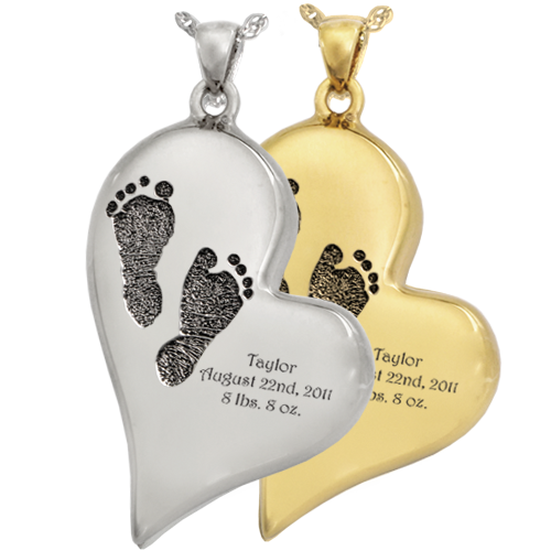 Teardrop Heart 2 Footprints Pendant Cremation Jewelry-Jewelry-New Memorials-Afterlife Essentials
