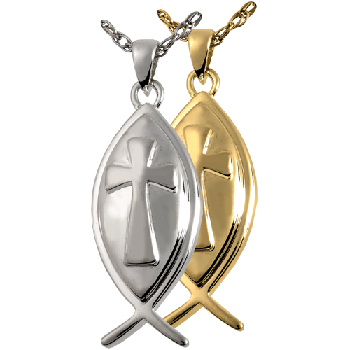 Fish Cross Pendant Cremation Jewelry-Jewelry-New Memorials-Afterlife Essentials