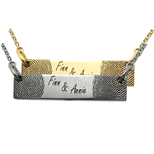 Personalized Bar Pendant Horizontal - 2 Prints Cremation Jewelry-Jewelry-New Memorials-Afterlife Essentials