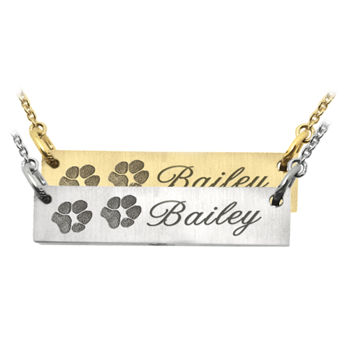 Personalized Bar Pendant Horizontal- 2 Paw Prints Cremation Jewelry-Jewelry-New Memorials-Afterlife Essentials