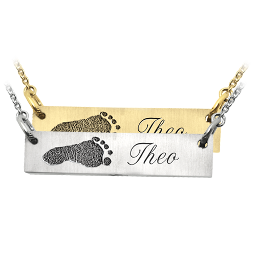 Personalized Bar Pendant Horizontal Footprint Cremation Jewelry-Jewelry-New Memorials-Afterlife Essentials