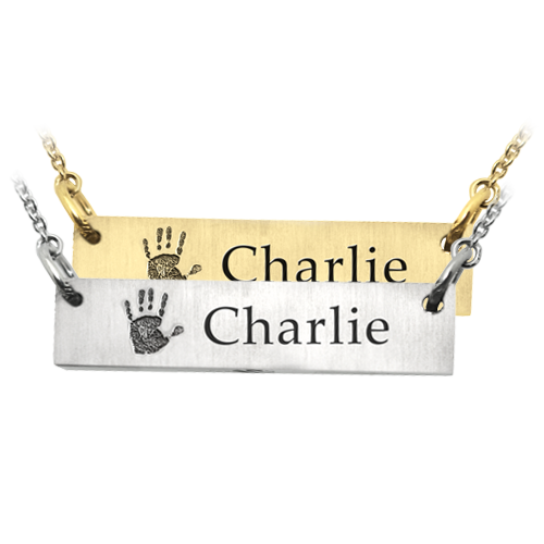 Personalized Bar Pendant Horizontal Handprint Cremation Jewelry-Jewelry-New Memorials-Afterlife Essentials