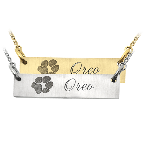 Personalized Bar Pendant Horizontal- Paw Print Cremation Jewelry-Jewelry-New Memorials-Afterlife Essentials
