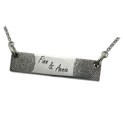 Personalized Bar Pendant Horizontal - 2 Prints Cremation Jewelry-Jewelry-New Memorials-Afterlife Essentials