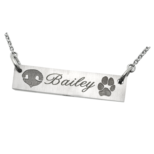 Personalized Bar Pendant Horizontal- 2 Paw Prints Cremation Jewelry-Jewelry-New Memorials-Afterlife Essentials