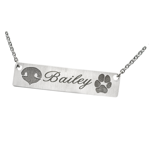 Bar Pendant Horizontal- Actual Nose and Paw Prints Cremation Jewelry-Jewelry-New Memorials-Afterlife Essentials