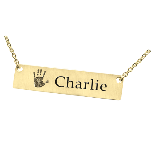 Personalized Bar Pendant Horizontal Handprint Cremation Jewelry-Jewelry-New Memorials-Afterlife Essentials