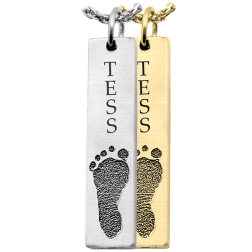 Personalized Bar Pendant Vertical Footprint Cremation Jewelry-Jewelry-New Memorials-Afterlife Essentials