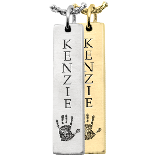 Personalized Bar Pendant Vertical Handprint Cremation Jewelry-Jewelry-New Memorials-Afterlife Essentials