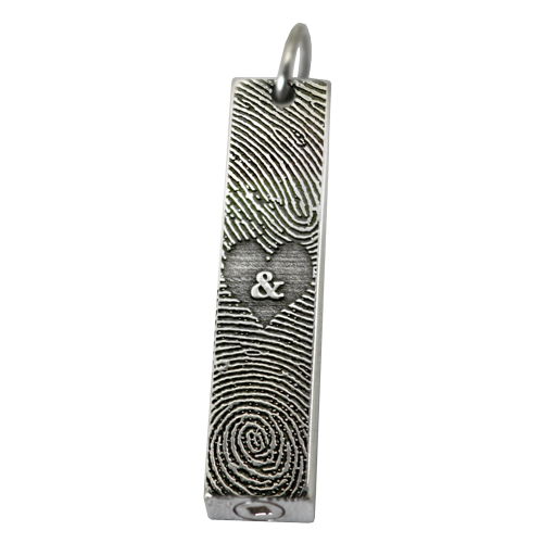 Personalized Bar Pendant Vertical - Double Finger Prints Cremation Jewelry-Jewelry-New Memorials-Afterlife Essentials