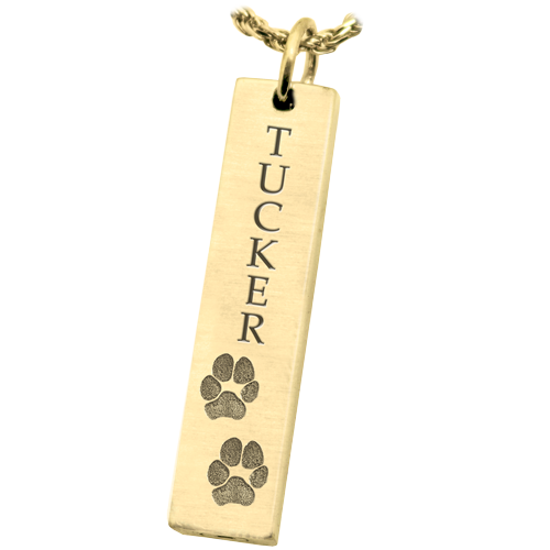 Personalized Bar Pendant Vertical- 2 Paw Prints Cremation Jewelry-Jewelry-New Memorials-Afterlife Essentials