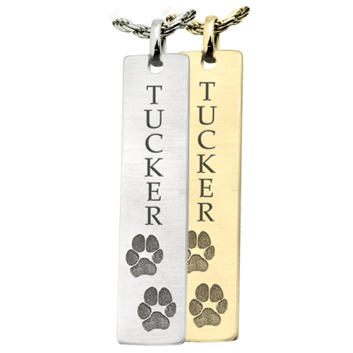 Personalized Bar Pendant Vertical- 2 Paw Prints Cremation Jewelry-Jewelry-New Memorials-Afterlife Essentials