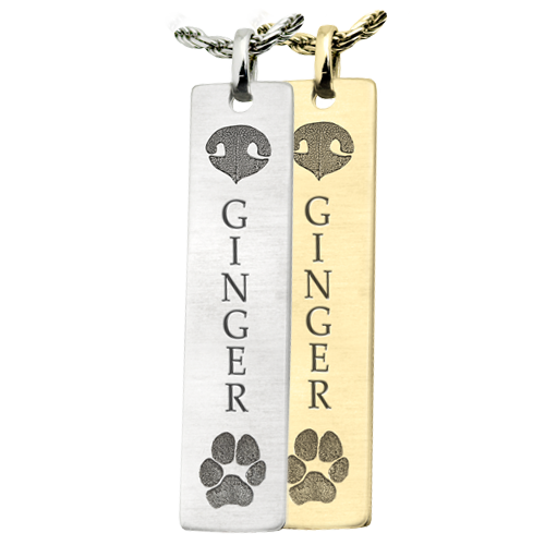 Personalized Bar Pendant Vertical- Nose and Paw Prints Cremation Jewelry-Jewelry-New Memorials-Afterlife Essentials