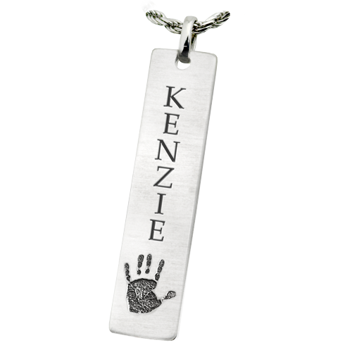 Personalized Bar Pendant Vertical Handprint Cremation Jewelry-Jewelry-New Memorials-Afterlife Essentials