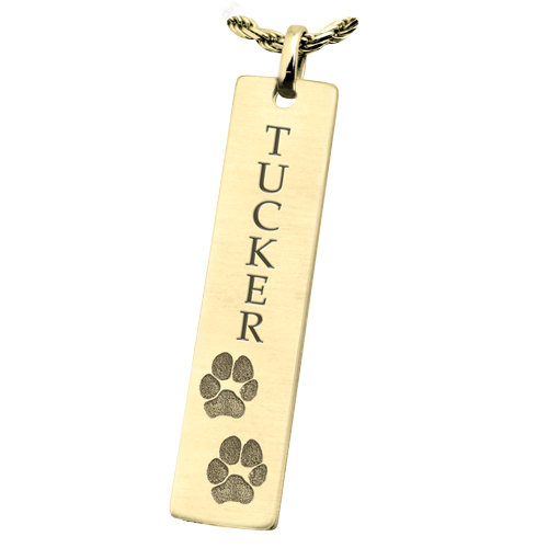 Personalized Bar Pendant Vertical- 2 Paw Prints Cremation Jewelry-Jewelry-New Memorials-Afterlife Essentials