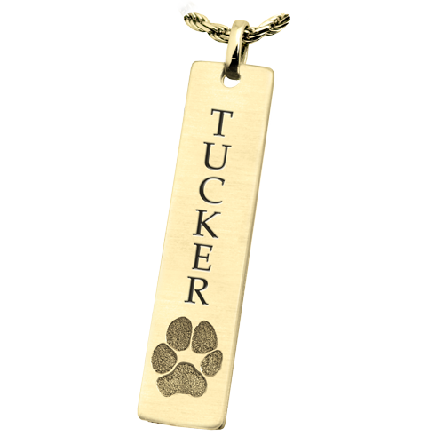 Personalized Bar Pendant Vertical- Paw Print Cremation Jewelry-Jewelry-New Memorials-Afterlife Essentials