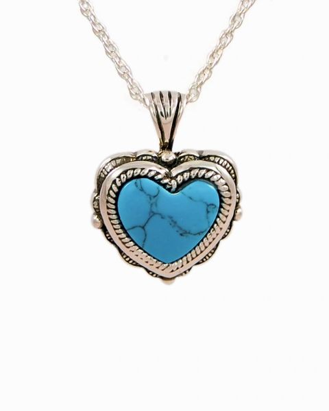 Sterling Silver Antique Turquoise Heart Cremation Jewelry-Jewelry-Cremation Keepsakes-Afterlife Essentials