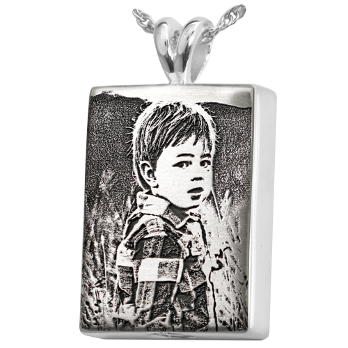 Rectangle 3D Photo Memorial Pendant Cremation Jewelry-Jewelry-New Memorials-925 Sterling Silver-Chamber (for ashes)-Afterlife Essentials