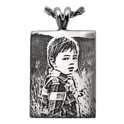 Rectangle 3D Photo Memorial Pendant Cremation Jewelry-Jewelry-New Memorials-925 Sterling Silver-No Chamber (flat)-Afterlife Essentials