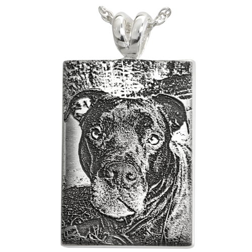 Rectangle 3D Photo Pet Pendant Cremation Jewelry-Jewelry-New Memorials-925 Sterling Silver-No Chamber (flat)-Afterlife Essentials