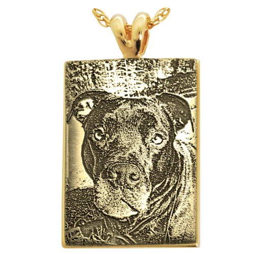 Rectangle 3D Photo Pet Pendant Cremation Jewelry-Jewelry-New Memorials-14K Solid Yellow Gold (allow 4-5 weeks)-No Chamber (flat)-Afterlife Essentials