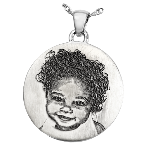 Round 3D Photo Pendant Cremation Jewelry-Jewelry-New Memorials-925 Sterling Silver-No Chamber (flat)-Afterlife Essentials