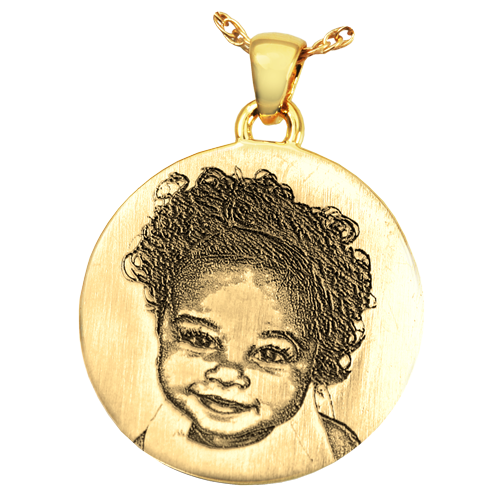 Round 3D Photo Pendant Cremation Jewelry-Jewelry-New Memorials-14K Solid Yellow Gold (allow 4-5 weeks)-No Chamber (flat)-Afterlife Essentials
